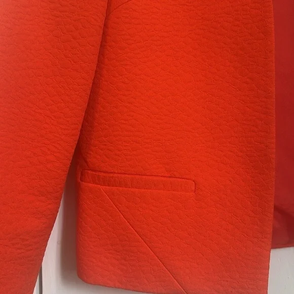 Topshop Croco Embossed High Hip Bright Orange Blazer  Size 0 - Picture 8 of 8